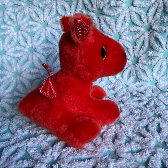 Aurora Dragon flame red Small Sparkle Tales 7" - Enchanting Stuffed Animal plush - Picture 4 of 8